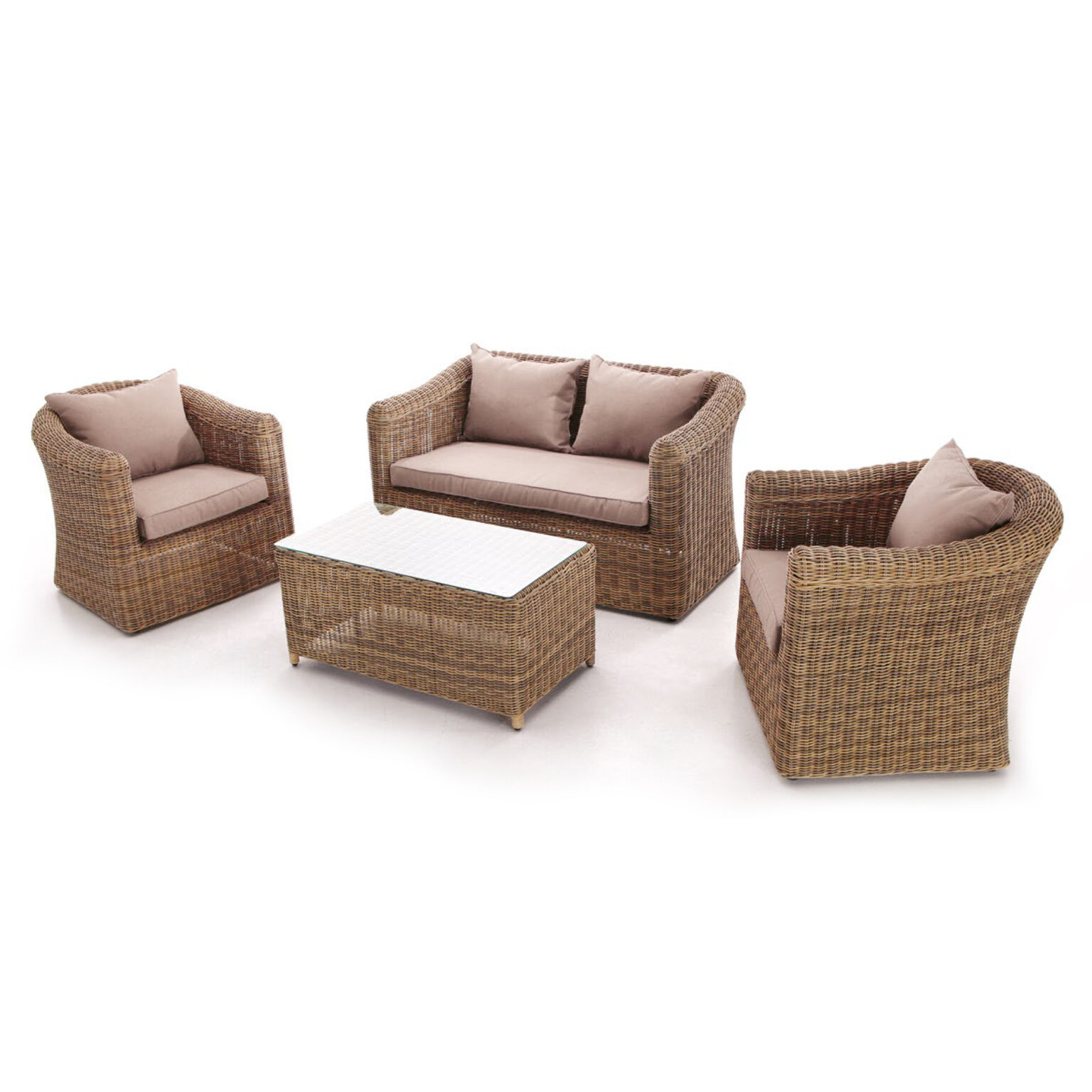 Sofá De Jardín Ratán Con Almacenamiento - Juego 14 Piezas Beige