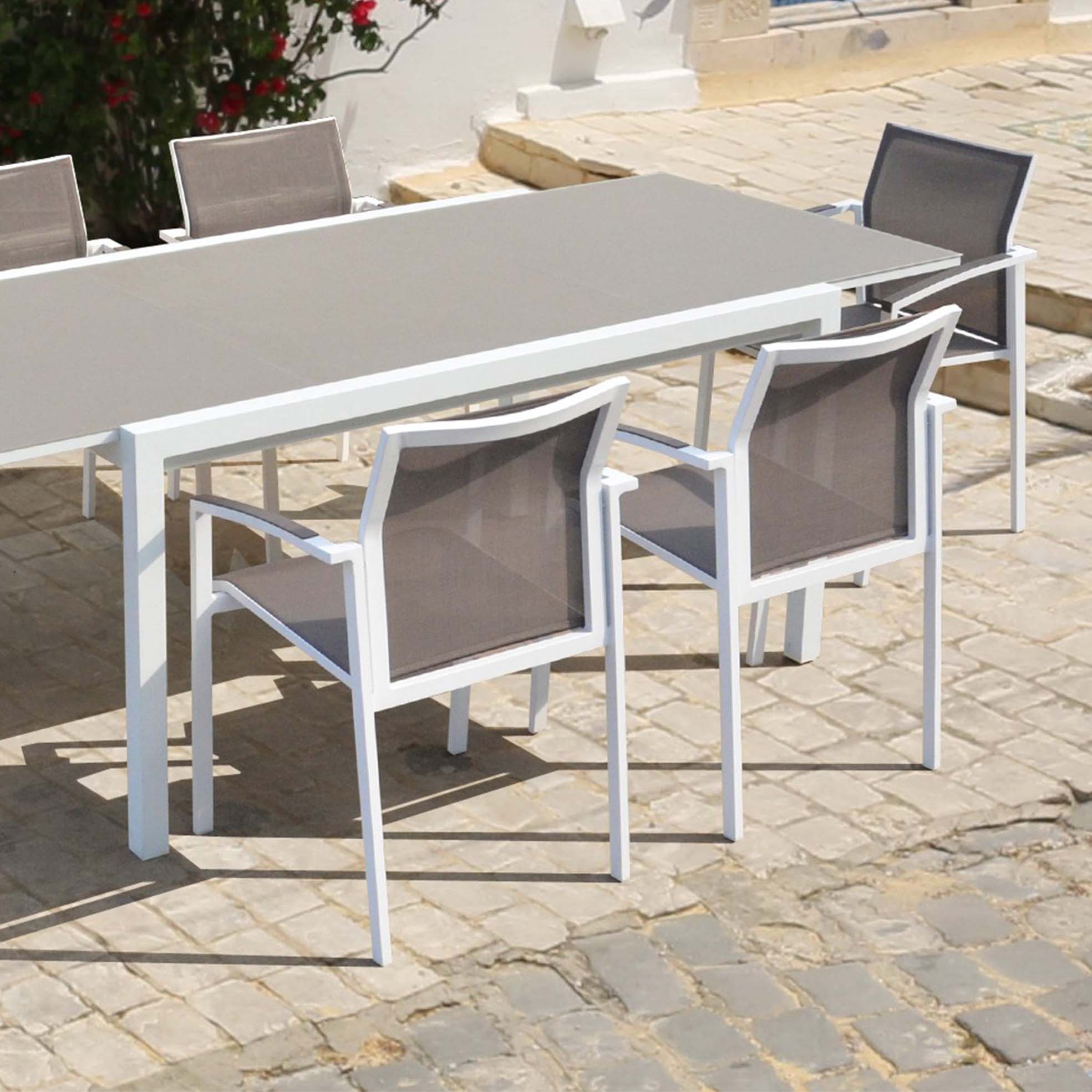Conjunto mesa y sillas jardín 6 plazas aluminio blanco TOKYO