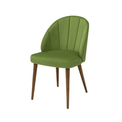 silla lana tapizada con costuras patas madera para interior