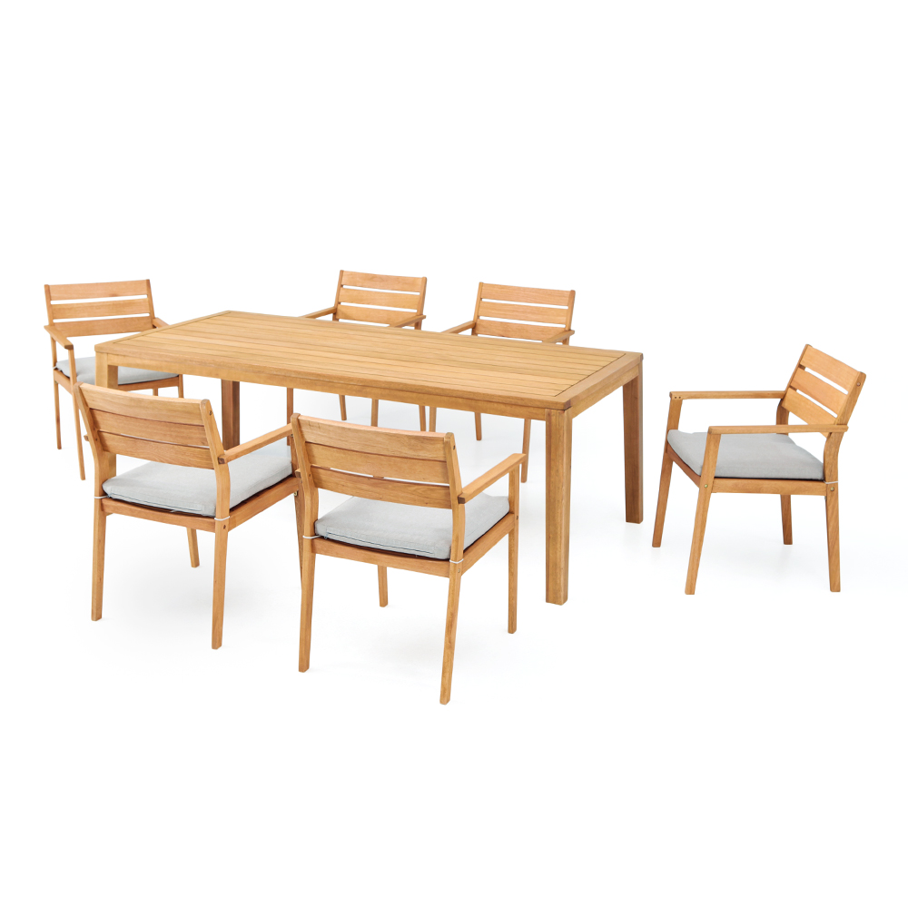 Conjunto mesa HANOI 160x90 y sillas de madera para exterior