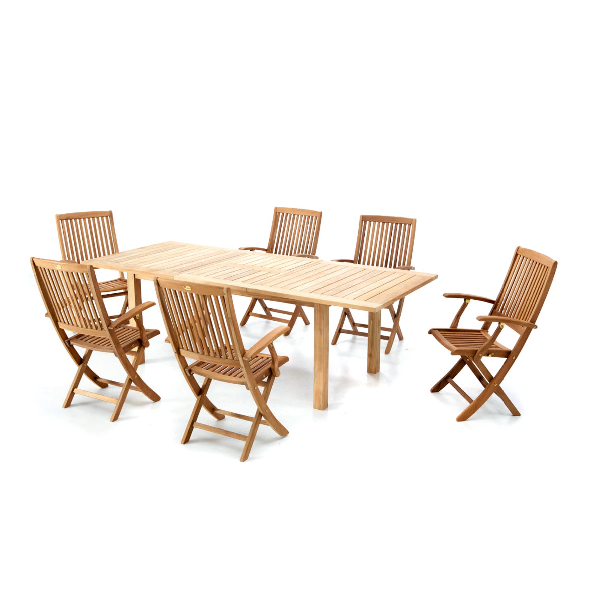 Conjunto mesa extensible de exterior y 6 sillas Lorena