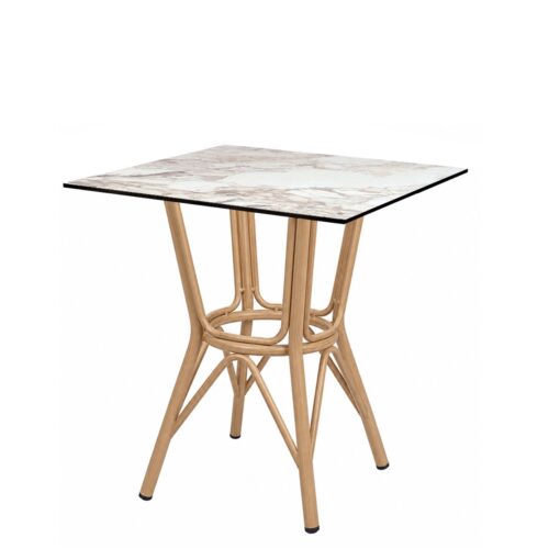 Mesa Manila tapa de compacto y estructura de aluminio para exterior color Deco roble natural