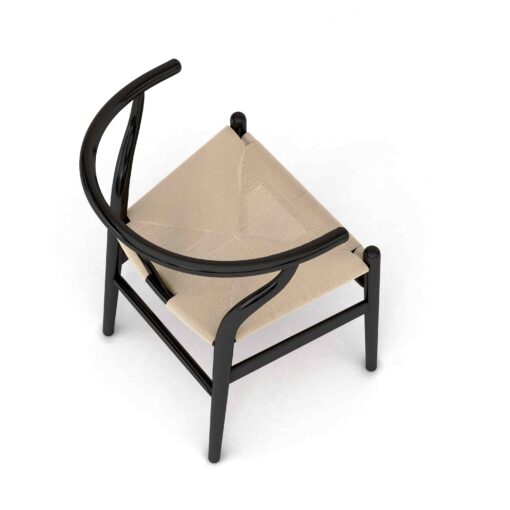 Silla interior Wishbone Nórdica BLACK WISH Madera y Asiento Cuerda Trenzada