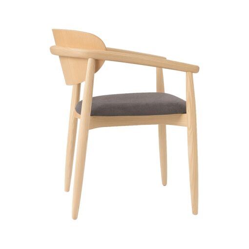 silla joanne con brazos de madera tapizada para uso interior