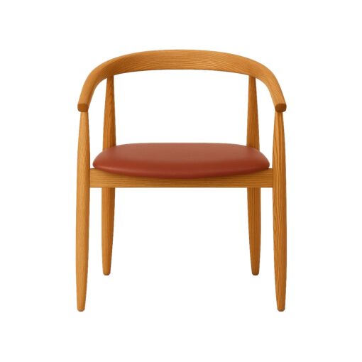 silla joanne con brazos de madera asiento tapizado y respaldo fino