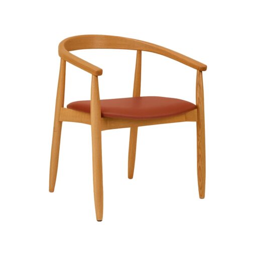 silla joanne con brazos de madera asiento tapizado y respaldo fino