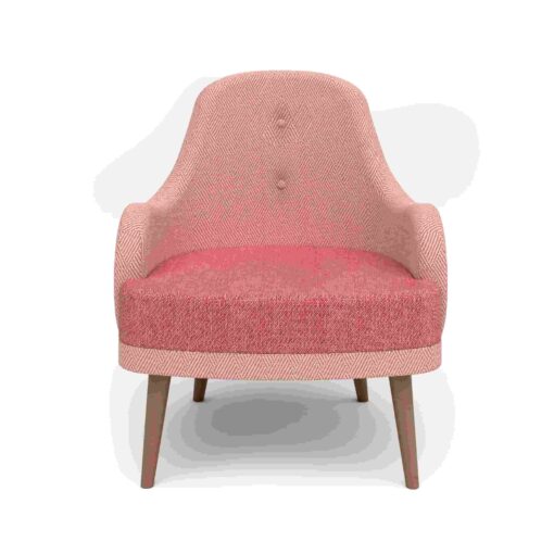 sillon alina tapizado con patas de madera con falso capitoné
