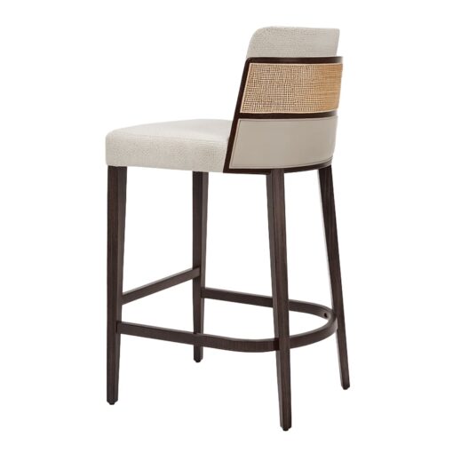 taburete aggy con mimbre tapizado patas madera para uso interior