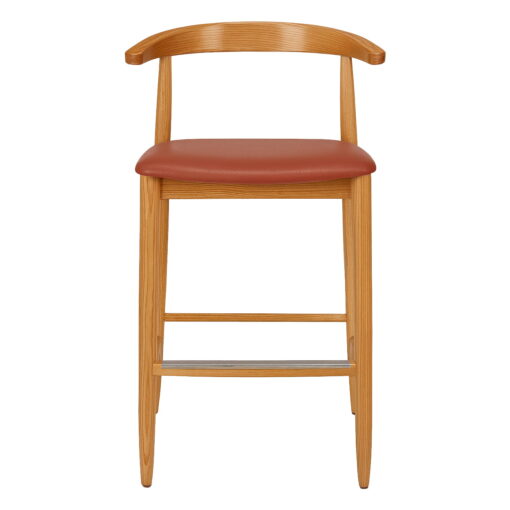 taburete alto joanne bar de madera con asiento tapizado y respaldo fino