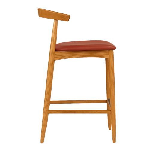 taburete alto joanne bar de madera con asiento tapizado y respaldo fino