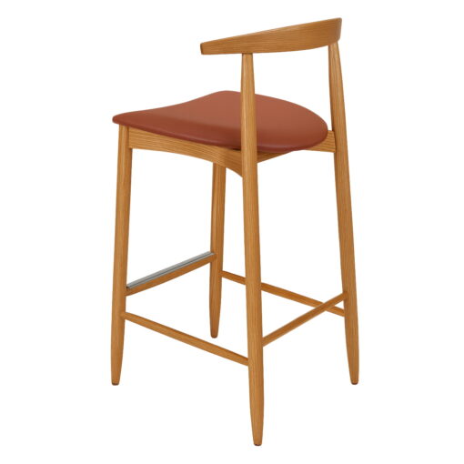 taburete alto joanne bar de madera con asiento tapizado y respaldo fino