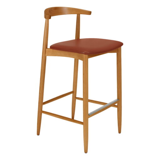 taburete alto joanne bar de madera con asiento tapizado y respaldo fino