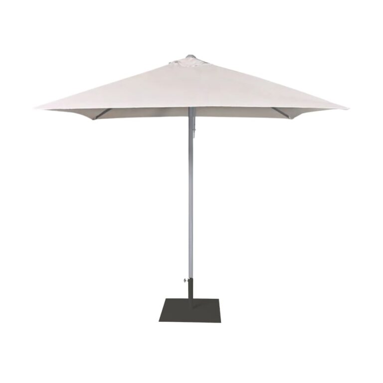 Conjunto parasol Eolo con base Flat para terraza de hostelería
