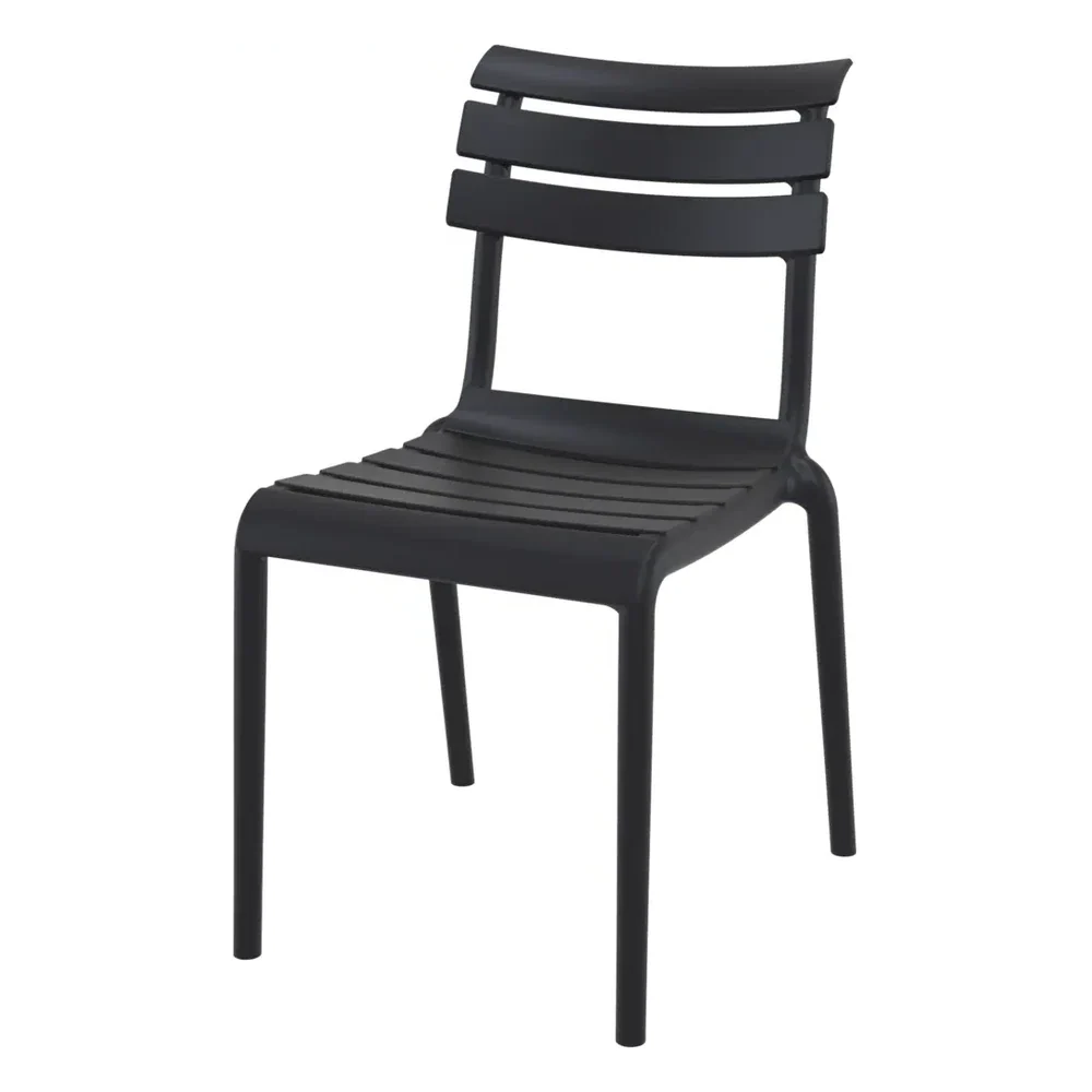Silla HELEN apilable para terraza y exterior en negro - vista frontal