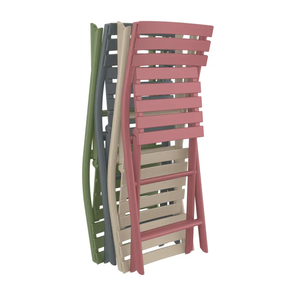 Sillas HELEN plegables apiladas negras – compactas para terraza o balcón
