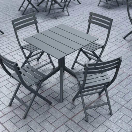 Silla HELEN plegable con mesa Paris 70 para terraza – conjunto exterior