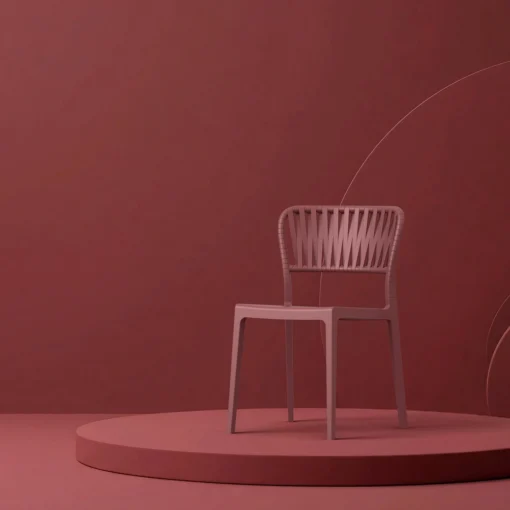 Silla PORTOFINO apilable en terraza exterior – diseño estilo cuerda trenzada