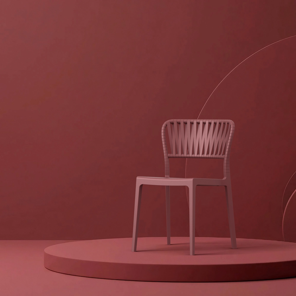 Silla PORTOFINO apilable en terraza exterior – diseño estilo cuerda trenzada