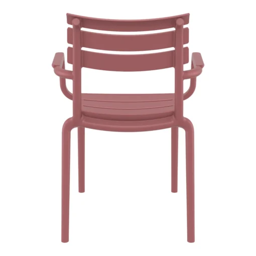 Silla Paris con brazos apilable color marsala vista trasera