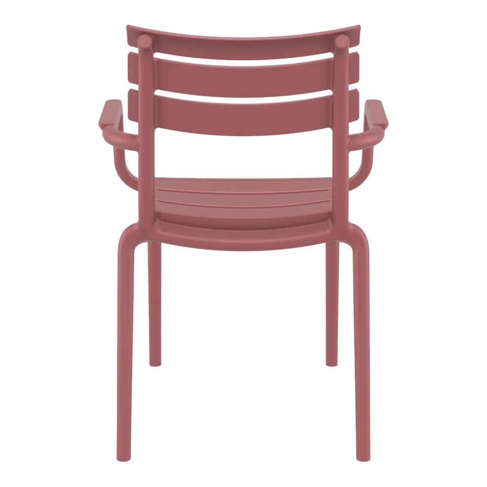 Silla Paris con brazos apilable color marsala vista trasera