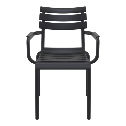 Silla Paris con brazos apilable color negro vista frontal