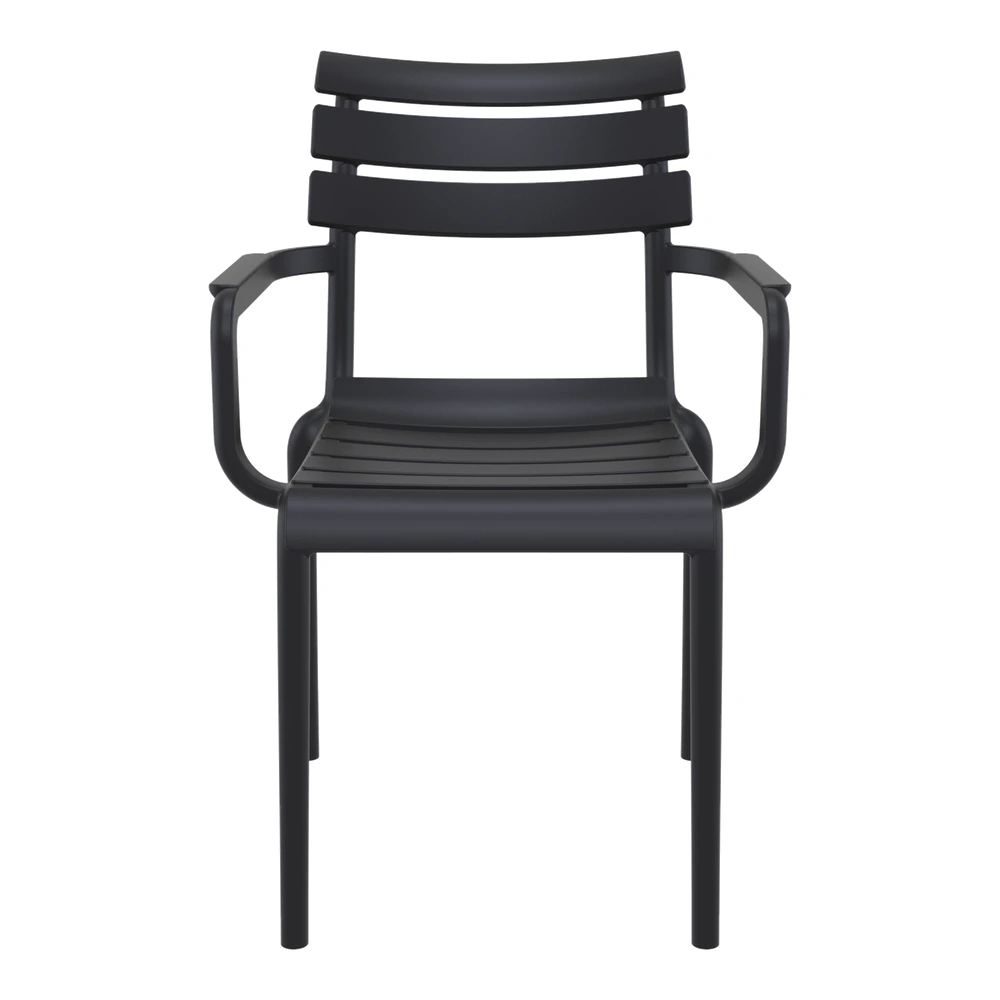 Silla Paris con brazos apilable color negro vista frontal