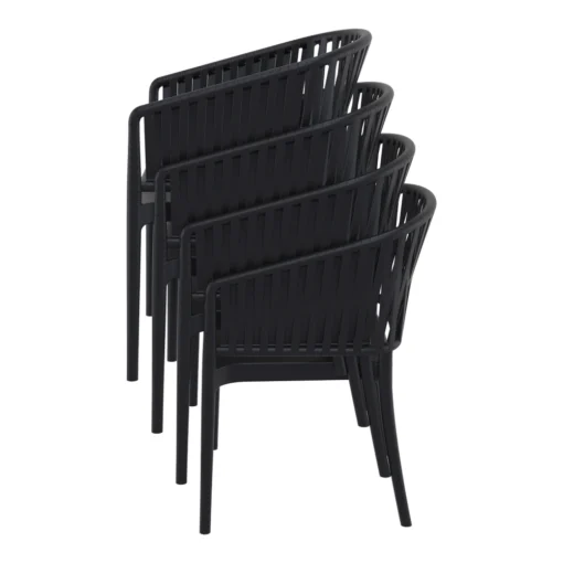 Sillas Portofino apilables con brazos en color negro - capacidad de apilado para hostelería