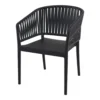 Silla Portofino con brazos apilable para exterior en color negro - vista frontal lateral
