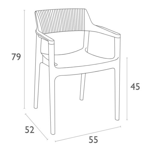 Medidas Silla Tulum apilable exterior