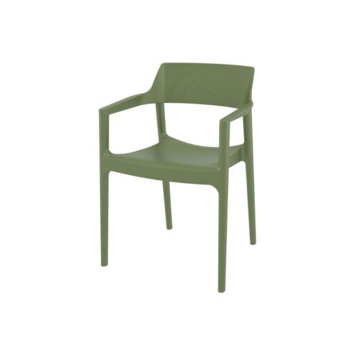 Silla Tulum apilable exterior verde oliva