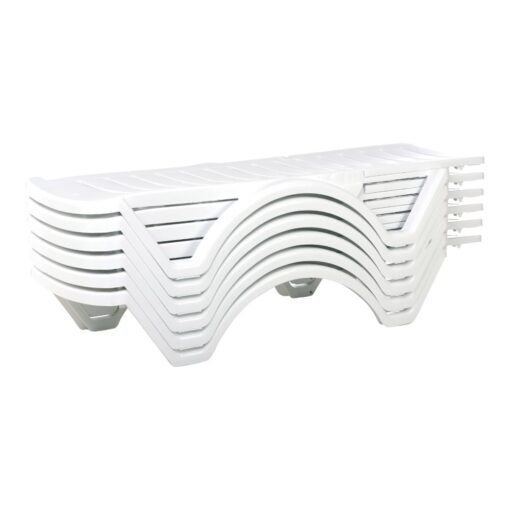 tumbona apilable plástico blanco piscina jardin exterior economico reclinable