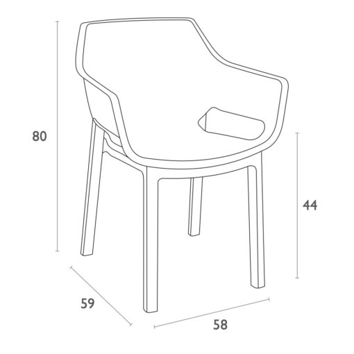 Pack de 4 Sillones de Terraza con Brazos DORA Siesta Exclusive – Apilable Exterior - Imagen 3