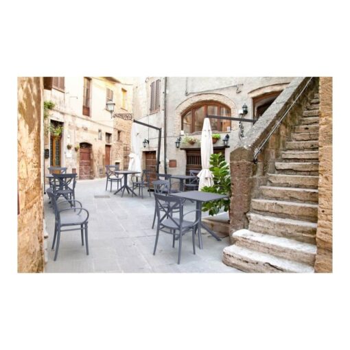 mesa jardin exterior comedor polipropileno cuadrada moderna