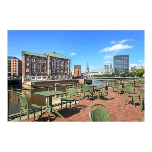 mesa jardin exterior comedor polipropileno cuadrada moderna