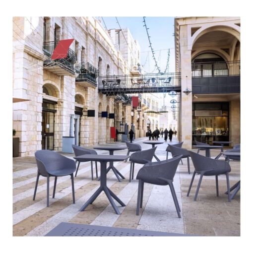 mesa jardin exterior comedor polipropileno cuadrada moderna