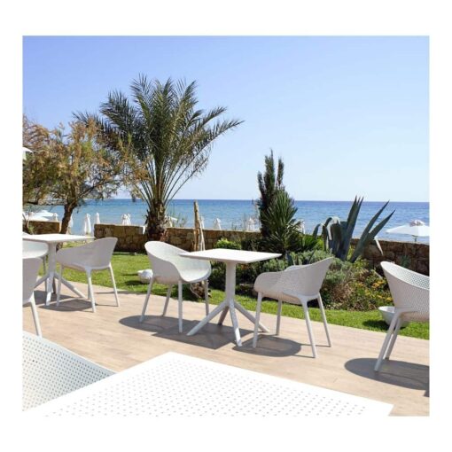 mesa jardin exterior comedor polipropileno cuadrada moderna