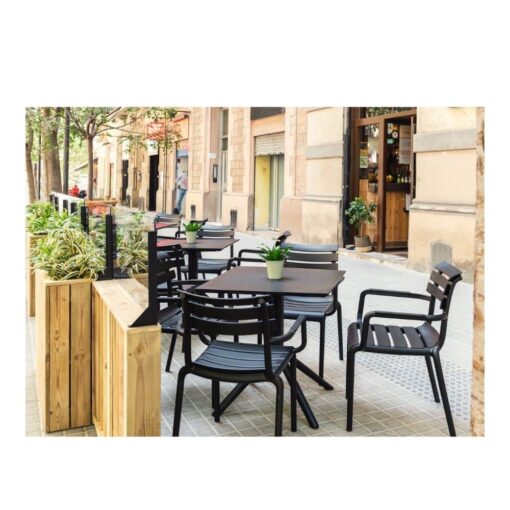 mesa jardin exterior comedor polipropileno cuadrada moderna