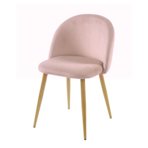 silla Yumi tapizada con patas de madera natural para uso interior