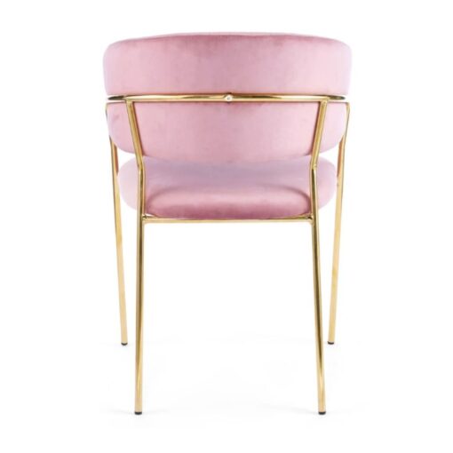 silla isa con brazos tapizada terciopelo con estructura metal dorado