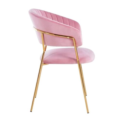 silla isa con brazos tapizada terciopelo con estructura metal dorado