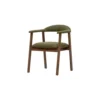 Silla con brazos tapizado verde oliva y estructura madera natural Sara - vista frontal - personalizable para hostelería y proyectos de interiorismo