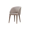 Silla con brazos Brina tapizada y estructura madera natural - vista frontal - personalizable para hostelería y proyectos de interiorismo