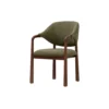 Silla con brazos tapizada verde oliva y estructura madera Klara - vista frontal - personalizable para hostelería y proyectos de interiorismo