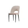 Silla sin brazos Reine 26 tapizada en beige y patas negras metal - vista frontal - personalizable para hostelería y proyectos de interiorismo