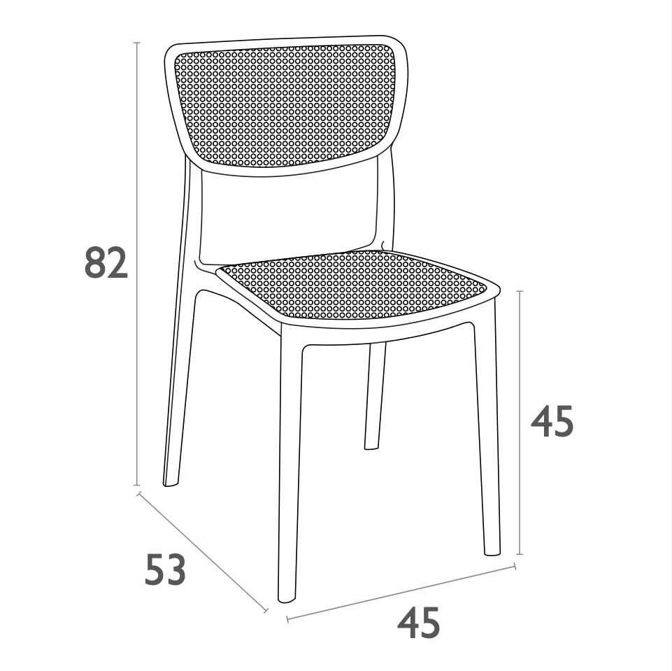 Silla de Terraza sin Brazos LUCY Siesta Exclusive - Apilable Respaldo Perforado - Imagen 3