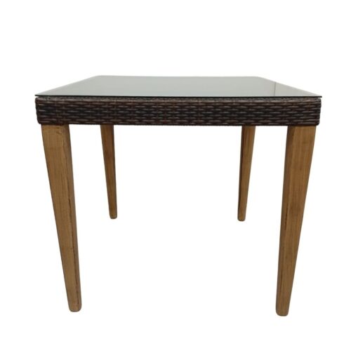 mesa centro estructura metal tapa ratan cristal incluido 80x80