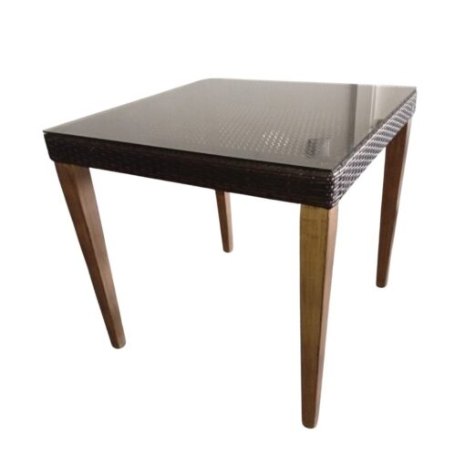 mesa centro estructura metal tapa ratan cristal incluido 80x80