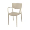 Silla LOFT con brazos apilable color taupe, respaldo perforado, ideal para hostelería y exterior - Siesta Exclusive