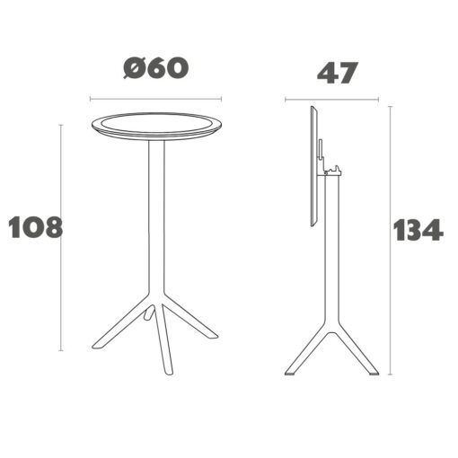 mesa alta sky de exterior bar plegable redonda