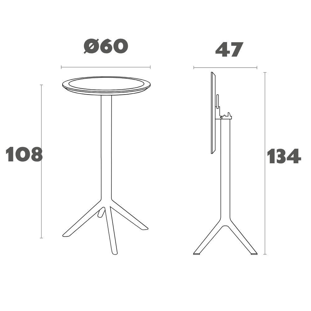 mesa alta sky de exterior bar plegable redonda